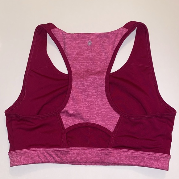 L Tek Gear Magenta Fuscia Pink Longline Sports Bra Women’s keyhole pad pockets - Picture 3 of 8